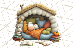 Farm Animals PNG Clipart, Cozy Reading Animals, Cute Cartoon Product Image 4