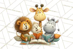 Safari Animals PNG Clipart, Cozy Reading Animals Product Image 4