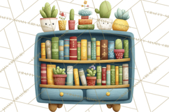 Bookish Cat Clipart, Cozy Reading Cats PNG, Cute Sweater Cat Product Image 5