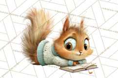 Woodland Animals PNG Clipart, Cozy Reading Animals Product Image 4
