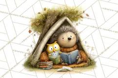 Woodland Animals PNG Clipart, Cozy Reading Animals Product Image 3