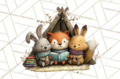 Woodland Animals PNG Clipart, Cozy Reading Animals Product Image 4