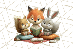 Woodland Animals PNG Clipart, Cozy Reading Animals Product Image 3