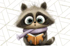 Woodland Animals PNG Clipart, Cozy Reading Animals Product Image 5