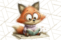Woodland Animals PNG Clipart, Cozy Reading Animals Product Image 5