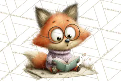 Woodland Animals PNG Clipart, Cozy Reading Animals Product Image 5