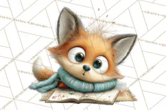 Woodland Animals PNG Clipart, Cozy Reading Animals Product Image 2