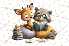Woodland Animals PNG Clipart, Cozy Reading Animals Product Image 5