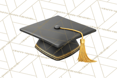 Graduation Cap Clipart PNG, Classic Graduation Hat Tassel Product Image 4