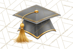Graduation Cap Clipart PNG, Classic Graduation Hat Tassel Product Image 3