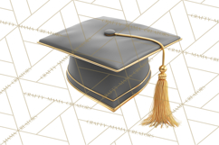 Graduation Cap Clipart PNG, Classic Graduation Hat Tassel Product Image 2