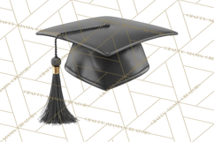 Graduation Cap Clipart PNG, Classic Graduation Hat Tassel Product Image 5