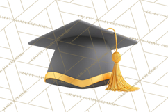 Graduation Cap Clipart PNG, Classic Graduation Hat Tassel Product Image 4