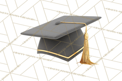 Graduation Cap Clipart PNG, Classic Graduation Hat Tassel Product Image 5