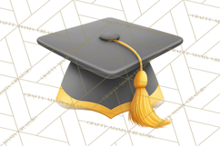 Graduation Cap Clipart PNG, Classic Graduation Hat Tassel Product Image 4