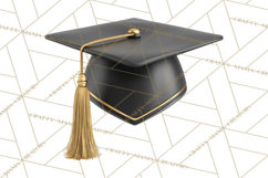 Graduation Cap Clipart PNG, Classic Graduation Hat Tassel Product Image 3