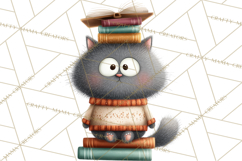 Bookish Cat Clipart, Cozy Reading Cats PNG, Cute Sweater Cat Product Image 4