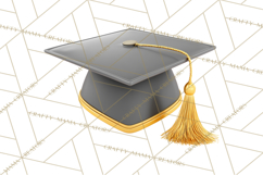 Graduation Cap Clipart PNG, Classic Graduation Hat Tassel Product Image 4