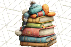 Bookish Cat Clipart, Cozy Reading Cats PNG, Cute Sweater Cat Product Image 4