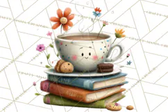 Bookish Cat Clipart, Cozy Reading Cats PNG, Cute Sweater Cat Product Image 3
