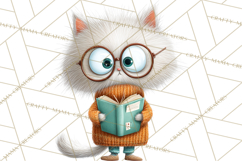 Bookish Cat Clipart, Cozy Reading Cats PNG, Cute Sweater Cat Product Image 4