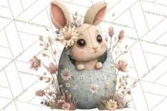 Easter Bunny Clipart PNG, Baby Bunnies in Pastel Garden Product Image 2