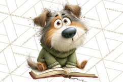 Bookish Dogs PNG Clipart, Cozy Dog Reading, Cute Cartoon Pup Product Image 4