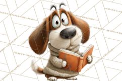 Bookish Dogs PNG Clipart, Cozy Dog Reading, Cute Cartoon Pup Product Image 5