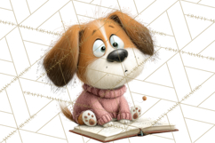 Bookish Dogs PNG Clipart, Cozy Dog Reading, Cute Cartoon Pup Product Image 2
