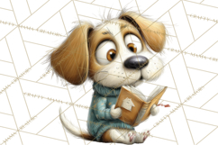 Bookish Dogs PNG Clipart, Cozy Dog Reading, Cute Cartoon Pup Product Image 3