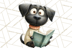 Bookish Dogs PNG Clipart, Cozy Dog Reading, Cute Cartoon Pup Product Image 4