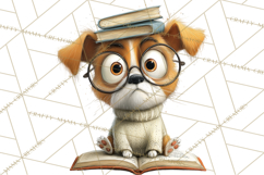 Bookish Dogs PNG Clipart, Cozy Dog Reading, Cute Cartoon Pup Product Image 4