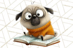 Bookish Dogs PNG Clipart, Cozy Dog Reading, Cute Cartoon Pup Product Image 3