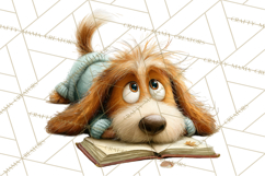 Bookish Dogs PNG Clipart, Cozy Dog Reading, Cute Cartoon Pup Product Image 5