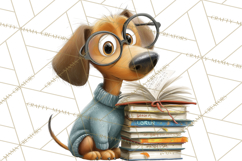 Bookish Dogs PNG Clipart, Cozy Dog Reading, Cute Cartoon Pup Product Image 4