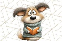 Bookish Dogs PNG Clipart, Cozy Dog Reading, Cute Cartoon Pup Product Image 2