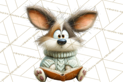 Bookish Dogs PNG Clipart, Cozy Dog Reading, Cute Cartoon Pup Product Image 3