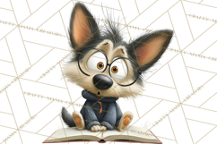 Bookish Dogs PNG Clipart, Cozy Dog Reading, Cute Cartoon Pup Product Image 2