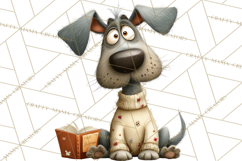 Bookish Dogs PNG Clipart, Cozy Dog Reading, Cute Cartoon Pup Product Image 3