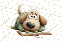 Bookish Dogs PNG Clipart, Cozy Dog Reading, Cute Cartoon Pup Product Image 5