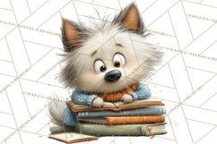Bookish Dogs PNG Clipart, Cozy Dog Reading, Cute Cartoon Pup Product Image 2