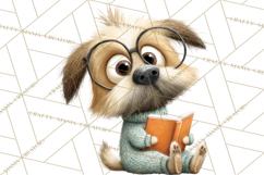 Bookish Dogs PNG Clipart, Cozy Dog Reading, Cute Cartoon Pup Product Image 5