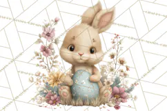 Easter Bunny Clipart PNG, Baby Bunnies in Pastel Garden Product Image 3