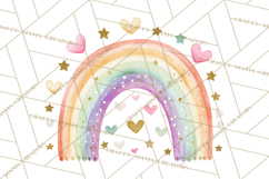 Valentine Boho Rainbow Clipart, Romantic Heart Rainbows PNG Product Image 3