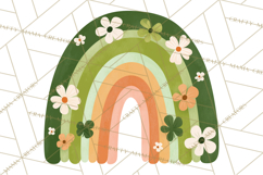 St Patricks Patterned Rainbow PNG, Boho Shamrock Clipart Product Image 5