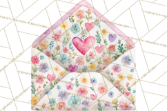 Watercolor Love Accents Clipart, Hearts, Envelopes Png Product Image 5