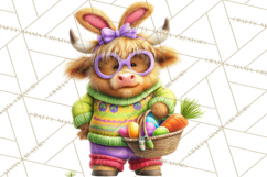 Easter Highland Cow Clipart PNG, Cute Spring Cow Clip Art Product Image 5