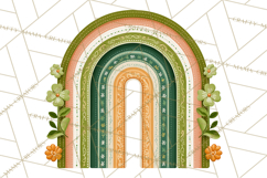 St Patricks Patterned Rainbow PNG, Boho Shamrock Clipart Product Image 2