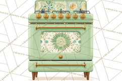 Mid Century Modern Kitchen Clipart, Retro Modern Kitchen Png Product Image 2