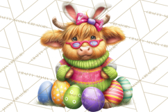 Easter Highland Cow Clipart PNG, Cute Spring Cow Clip Art Product Image 2